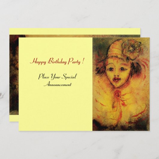 ピエロ黄 招待状 (正面/裏面)