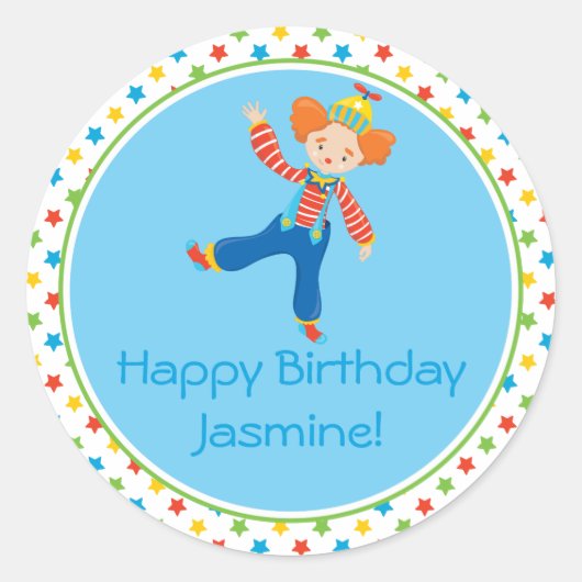 ピエロ |サーカステーマ |パーソナライズされた | ラウンドシール (正面)