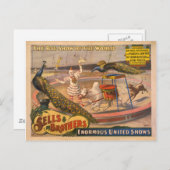 ピエロ、ゼブ、ピーコックサーカスのポスター ポストカード (正面/裏面)