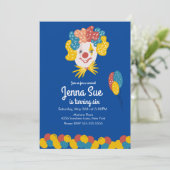 ピエロ 手描き カーニバル 誕生日 招待状 (スタンド正面)