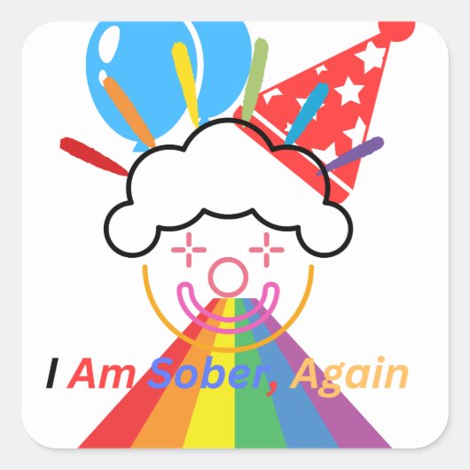 ピエロ：私は再び酔っ払っている スクエアシール (正面)