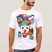 ピエロ、蝶、パステルカラー Tシャツ (正面)