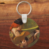 ピエースペインのル・ルノアールのギターを持つ若い女性 キーホルダー (裏面)