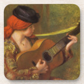 ピエースペインのル・ルノアールのギターを持つ若い女性 コースター (正面)