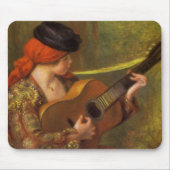 ピエースペインのル・ルノアールのギターを持つ若い女性 マウスパッド (正面)