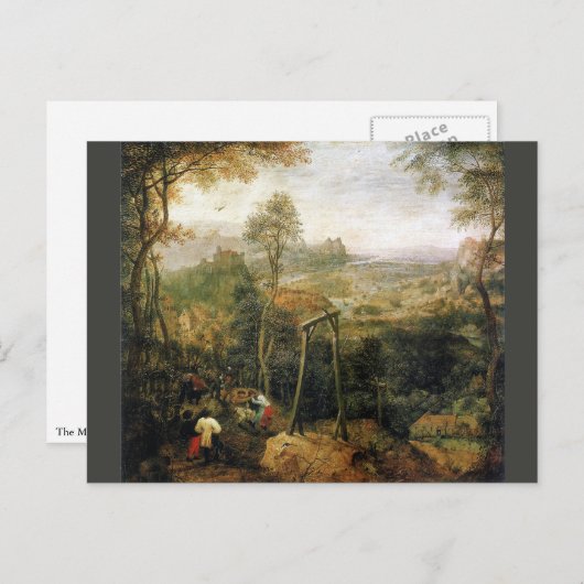 ピエーター・ブルーゲルによるガローズの上のマグピー ポストカード (正面/裏面)