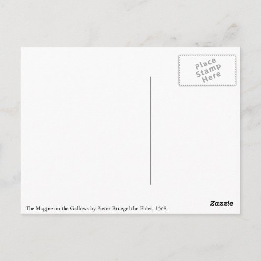 ピエーター・ブルーゲルによるガローズの上のマグピー ポストカード (裏面)
