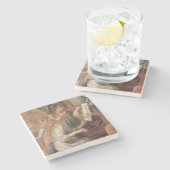 ピエールアルノアール |ピアノの若い女の子 ストーンコースター (横)