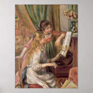 ピエールアルノアール ピアノの若い女の子 ポスター