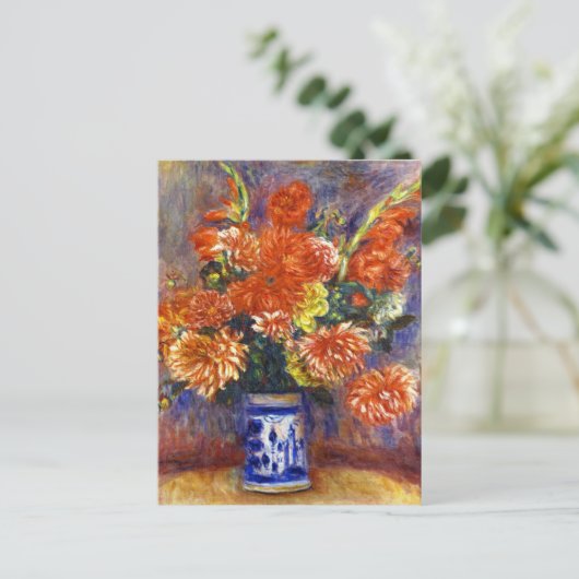 ピエールオーガストルノアールグラジオラスとダリアス ポストカード (スタンド正面)