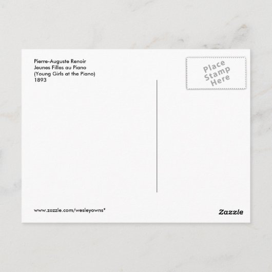 ピエールオーギュストルノアールジュネスフィルレオーピアノ ポストカード (裏面)