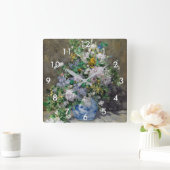 ピエールオーギュストルノアール春ブーケ スクエア壁時計 (ホーム)