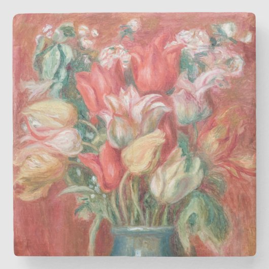 ピエールオーギュストルノアール – チューリップブーケ ストーンコースター (正面)