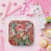 ピエールオーギュストルノアール – チューリップブーケ ペーパープレート (パーティー)