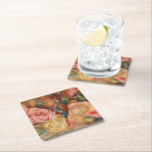 ピエールオーギュストルノアール-バラ スクエアペーパーコースター (インサイチュ)