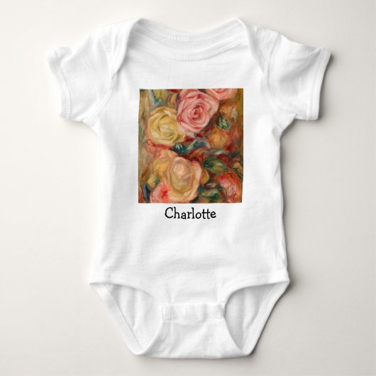 ピエールオーギュストルノアール-バラ ベビーボディスーツ (正面)