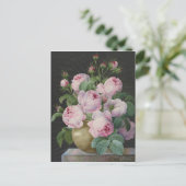 ピエールジョセフRedoute – 花瓶の中のピンクのバラ ポストカード (スタンド正面)