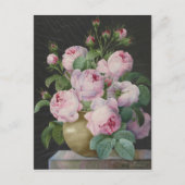 ピエールジョセフRedoute – 花瓶の中のピンクのバラ ポストカード (正面)