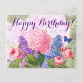 ピエールルドゥートフラワーズハッピーバースデーハガキ ポストカード (正面)
