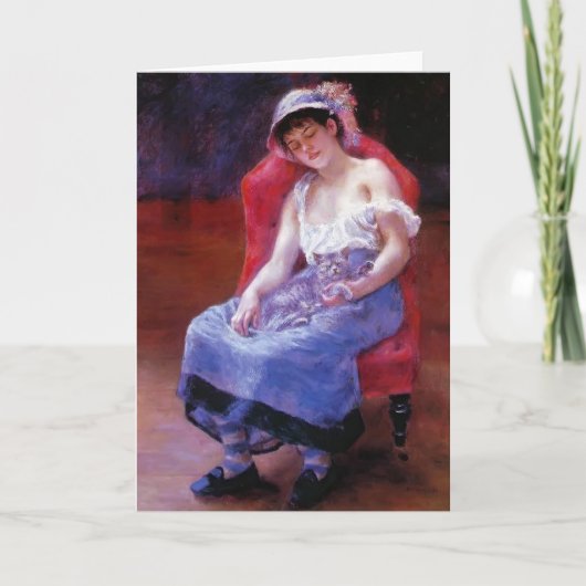 ピエールルノアール眠る少女(猫と一緒に暮らす少女) カード (正面)