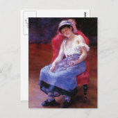 ピエールルノアール眠る少女(猫と一緒に暮らす少女) ポストカード (正面/裏面)