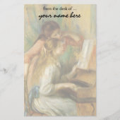 ピエールルノアール著ピアノの若い女の子 便箋 (正面)