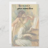 ピエールルノアール著ピアノの若い女の子 便箋 (正面/裏面)