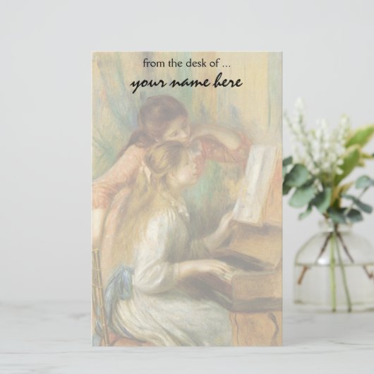 ピエールルノアール著ピアノの若い女の子 便箋 (スタンド正面)