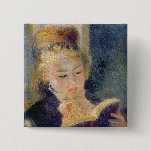 ピエールルノアール|の女の子の読書 缶バッジ (正面)