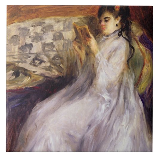 ピエールルノアール|の若い女性の読書 タイル (正面)