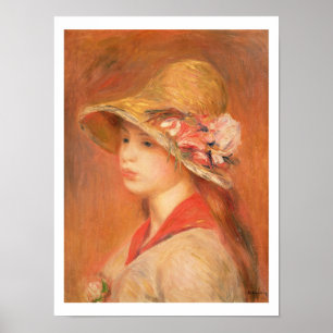 ピエール帽子のルノアール の若い女性 ポスター