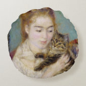 ピエール猫を持つルノアール|の女性 ラウンドクッション (裏面)