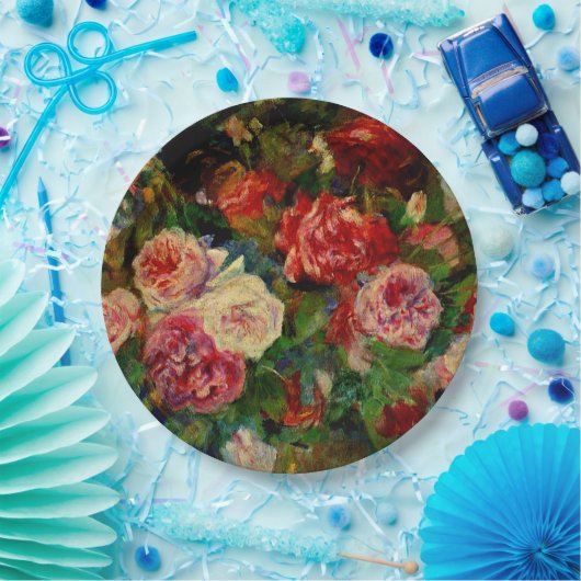 ピエール絵画ルノアールのバラ、有名なアートワーク ペーパープレート (パーティー)