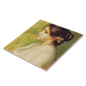 ピエール耳の花を持つルノアール|の若い女性 タイル (側面)