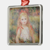 ピエール花を運んでいるルノアール|の小さな女の子 メタルオーナメント (左)