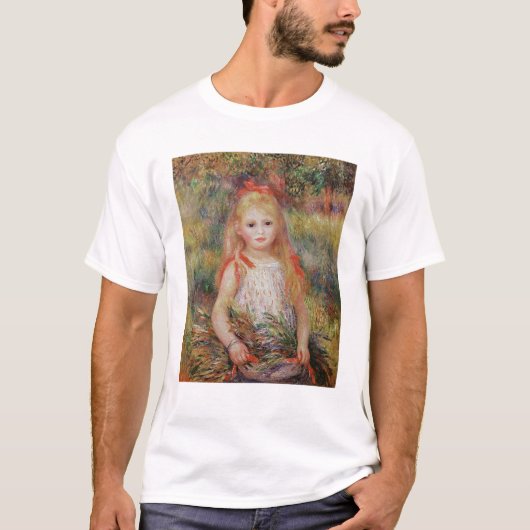 ピエール花を運んでいるルノアール|の小さな女の子 Tシャツ (正面)