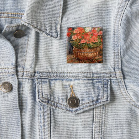 ピエール銅の洗面器のルノアール|のゼラニウム 缶バッジ (インサイチュ)