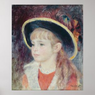 ピエール青い帽子のルノアール の若い女の子 ポスター