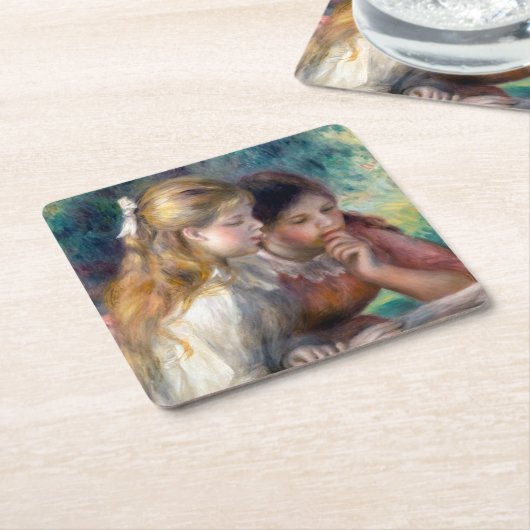 ピエール・アウグストルノアール読ズ スクエアペーパーコースター (アングル)