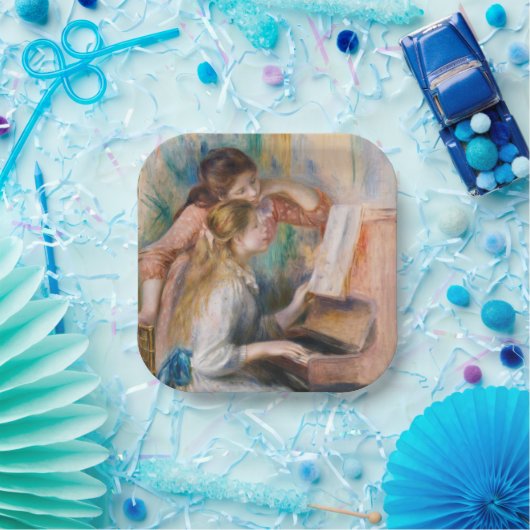 ピエール・アウグストルノアール – ピアノの少女たち ペーパープレート (パーティー)