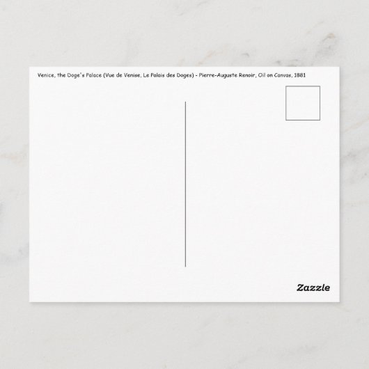 ピエール・アウグストルノアール – ヴェネツィア,ドージュの宮殿 ポストカード (裏面)