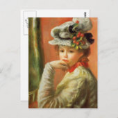 ピエール・アウグストルノアール – 白い帽子の少女 ポストカード (正面/裏面)