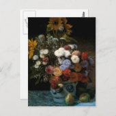 ピエール=オーギュストルノアールの花瓶の花（1869年） ポストカード (正面/裏面)