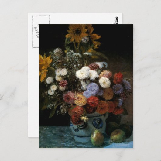 ピエール=オーギュストルノアールの花瓶の花(1869年) ポストカード (正面/裏面)