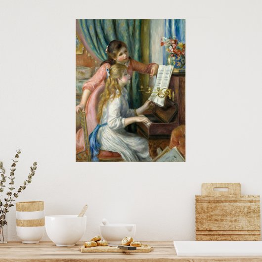 ピエール=オーギュストルノアールガールズアットザピアノ ポスター (キッチン)