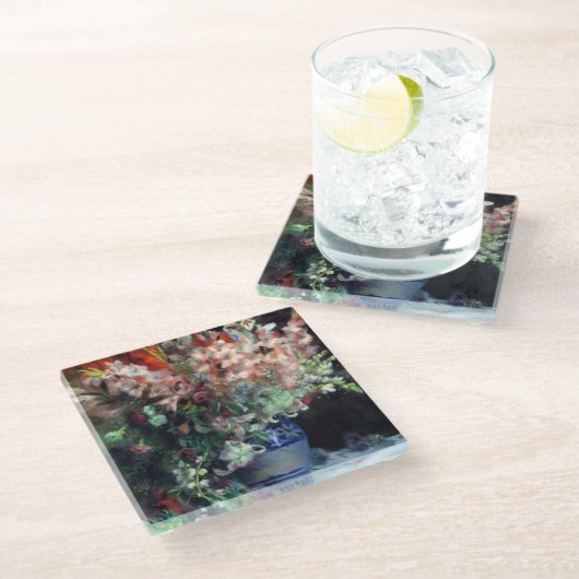 ピエール=オーギュストルノアールヴィンテージグラジオリ入り花瓶 ガラスコースター (アングル)