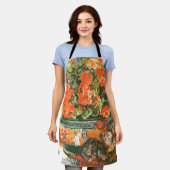 ピエール・オーギュストルノアール・ジェラニウムと猫 エプロン (着用した状態)