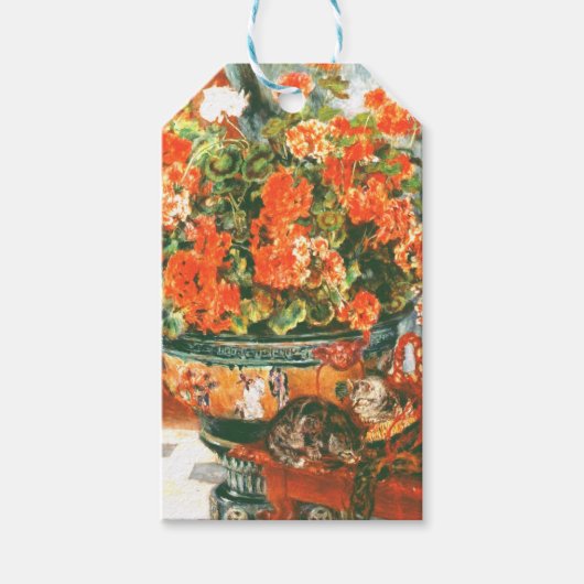 ピエール・オーギュストルノアール・ジェラニウムと猫 ギフトタグ (正面)