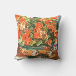 ピエール・オーギュストルノアール・ジェラニウムと猫 クッション