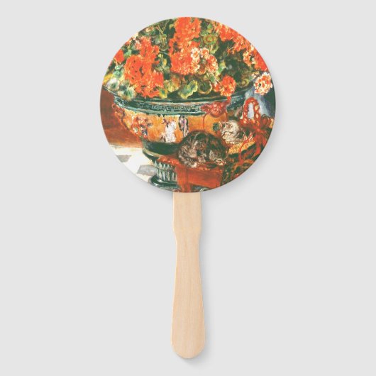 ピエール・オーギュストルノアール・ジェラニウムと猫 ハンドファン (裏面)